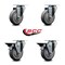 Service Caster 4'' Thermo Rubber Wheel Swivel Top Plate Caster Set with 2 Posi Brakes, 4PK SCC-20S414-TPRB-2-PLB-2 - alternate 2